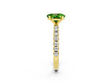 Yellow gold Oval Cut Peridot Solitaire Pavé Band with Four-Prong Setting_2