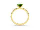 Yellow gold Oval Cut Peridot Solitaire Pavé Band with Four-Prong Setting_3