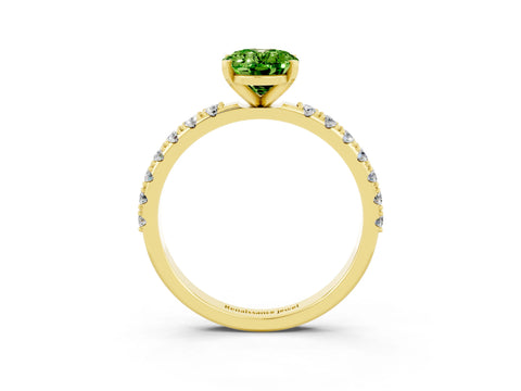 Yellow gold Oval Cut Peridot Solitaire Pavé Band with Four-Prong Setting_3