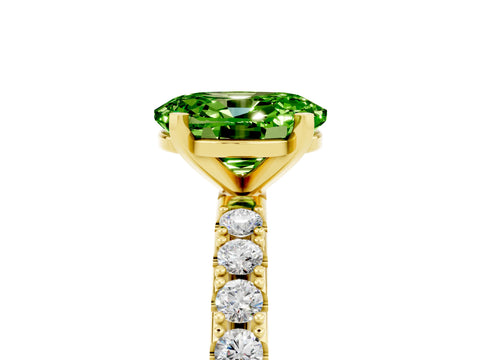 Yellow gold Oval Cut Peridot Solitaire Pavé Band with Four-Prong Setting_5