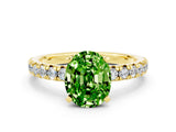 Yellow gold Oval Cut Peridot Solitaire Pavé Engagement Ring with Round Band and Prong Setting_12