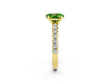 Yellow gold Oval Cut Peridot Solitaire Pavé Engagement Ring with Round Band and Prong Setting_14