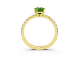 Yellow gold Oval Cut Peridot Solitaire Pavé Engagement Ring with Round Band and Prong Setting_15