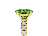 Yellow gold Oval Cut Peridot Solitaire Pavé Engagement Ring with Round Band and Prong Setting_17
