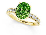 Yellow gold Oval Cut Peridot Solitaire Pavé Engagement Ring with Round Band and Prong Setting_79