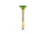 Yellow gold Oval Cut Peridot Solitaire Pavé Engagement Ring with Round Band and Prong Setting_80
