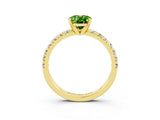 Yellow gold Oval Cut Peridot Solitaire Pavé Engagement Ring with Round Band and Prong Setting_81
