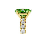 Yellow gold Oval Cut Peridot Solitaire Pavé Engagement Ring with Round Band and Prong Setting_83