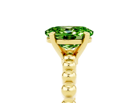 Yellow gold Oval Cut Peridot Solitaire Ring with Beaded Band and Prong Setting_5