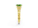 Yellow gold Oval Cut Peridot Solitaire Ring with Filigree Band and Four-Prong Setting_26