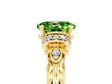 Yellow gold Oval Cut Peridot Solitaire Ring with Filigree Band and Four-Prong Setting_29