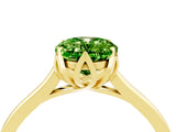 Yellow gold Oval Cut Peridot Solitaire Ring with Flower Prong Setting and Classic Band_16