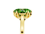 Yellow gold Oval Cut Peridot Solitaire Ring with Flower Prong Setting and Classic Band_17