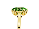 Yellow gold Oval Cut Peridot Solitaire Ring with Flower Prong Setting and Classic Band_41