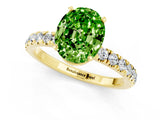 Yellow gold Oval Cut Peridot Solitaire Ring with Pavé Accents and Four-Prong Setting_1