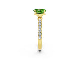 Yellow gold Oval Cut Peridot Solitaire Ring with Pavé Accents and Four-Prong Setting_2