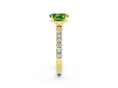 Yellow gold Oval Cut Peridot Solitaire Ring with Pavé Accents and Four-Prong Setting_2