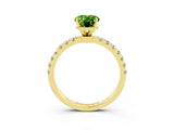 Yellow gold Oval Cut Peridot Solitaire Ring with Pavé Accents and Four-Prong Setting_3