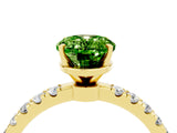 Yellow gold Oval Cut Peridot Solitaire Ring with Pavé Accents and Four-Prong Setting_4