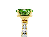 Yellow gold Oval Cut Peridot Solitaire Ring with Pavé Accents and Four-Prong Setting_5