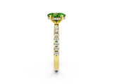 Yellow gold Oval Cut Peridot Solitaire Ring with Pavé Band and Four-Prong Setting_26