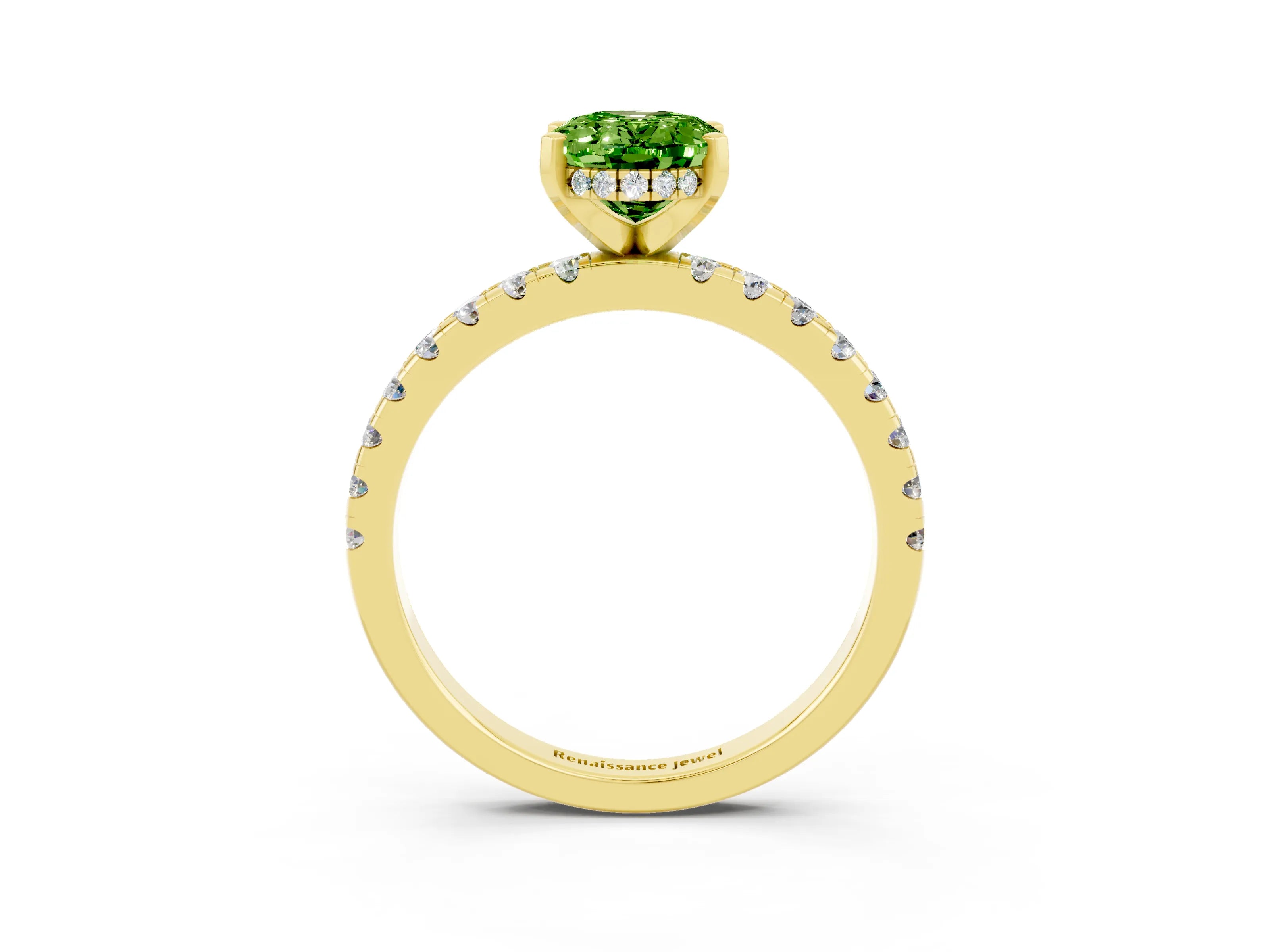 Yellow gold Oval Cut Peridot Solitaire Ring with Pavé Band and Four-Prong Setting_27