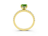 Yellow gold Oval Cut Peridot Solitaire Ring with Pavé Band and Four-Prong Setting_27