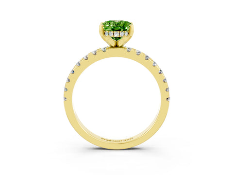 Yellow gold Oval Cut Peridot Solitaire Ring with Pavé Band and Four-Prong Setting_27
