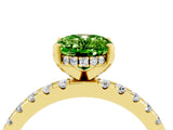 Yellow gold Oval Cut Peridot Solitaire Ring with Pavé Band and Four-Prong Setting_28