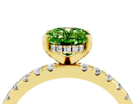 Yellow gold Oval Cut Peridot Solitaire Ring with Pavé Band and Four-Prong Setting_28