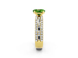Yellow gold Oval Cut Peridot Solitaire Ring with Pavé and Channel Set Band_2
