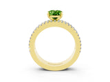 Yellow gold Oval Cut Peridot Solitaire Ring with Pavé and Channel Set Band_3
