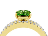 Yellow gold Oval Cut Peridot Solitaire Ring with Pavé and Channel Set Band_4
