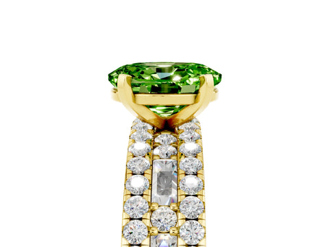 Yellow gold Oval Cut Peridot Solitaire Ring with Pavé and Channel Set Band_5