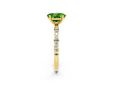 Yellow gold Oval Cut Peridot Solitaire Ring with Pave Band and Four Prong Setting_26