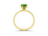 Yellow gold Oval Cut Peridot Solitaire Ring with Pave Band and Four Prong Setting_27