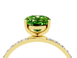Yellow gold Oval Cut Peridot Solitaire Ring with Pave Band and Four Prong Setting_28