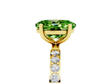 Yellow gold Oval Cut Peridot Solitaire Ring with Pave Band and Four Prong Setting_29