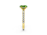 Yellow gold Oval Cut Peridot Solitaire Ring with Round  Pavé Band and Four-Prong Setting_38