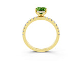 Yellow gold Oval Cut Peridot Solitaire Ring with Round  Pavé Band and Four-Prong Setting_39