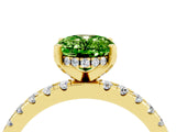 Yellow gold Oval Cut Peridot Solitaire Ring with Round  Pavé Band and Four-Prong Setting_40