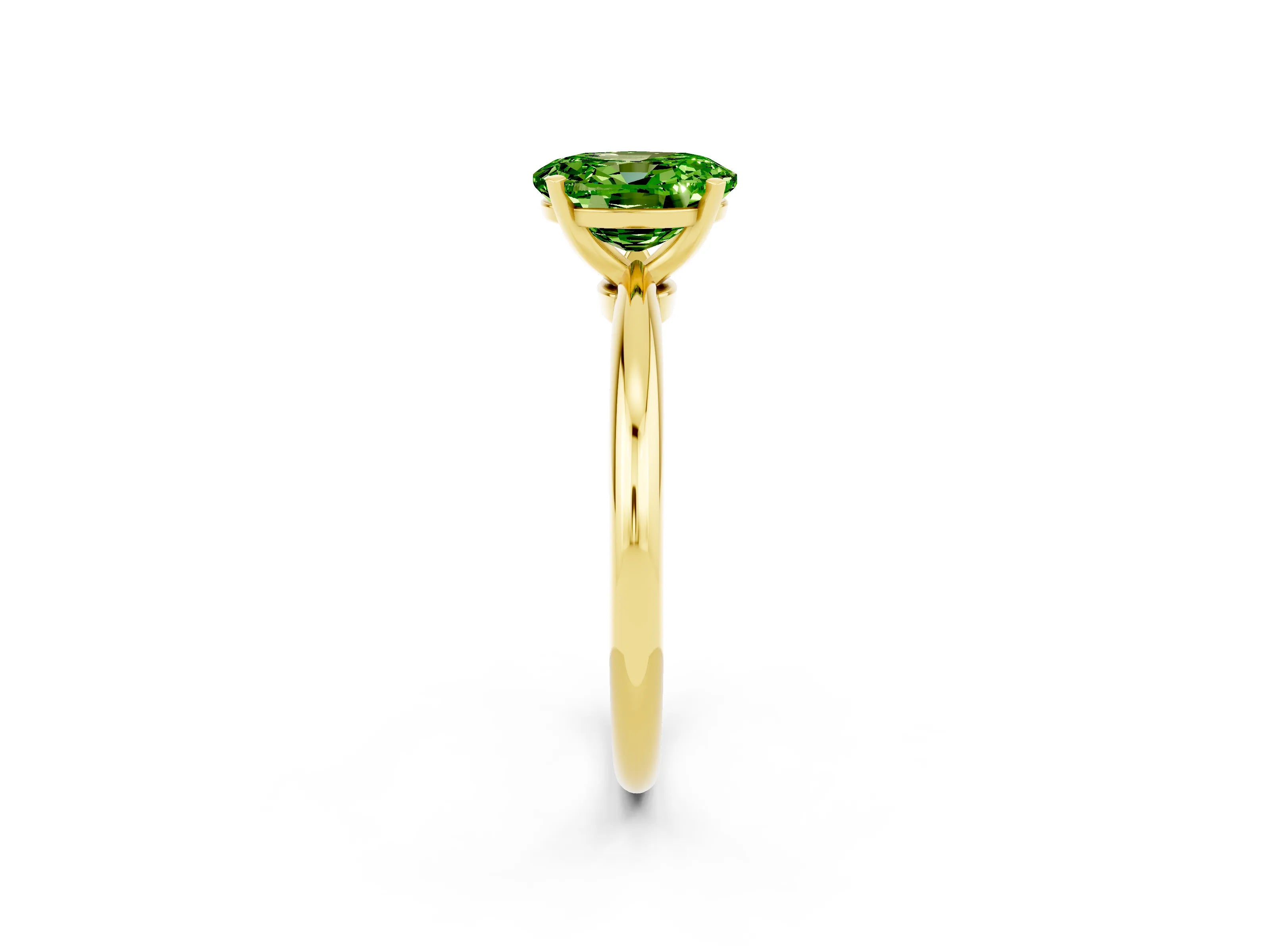 Yellow gold Oval Cut Peridot Solitaire Ring with Six-Prong Setting and Classic Band_2