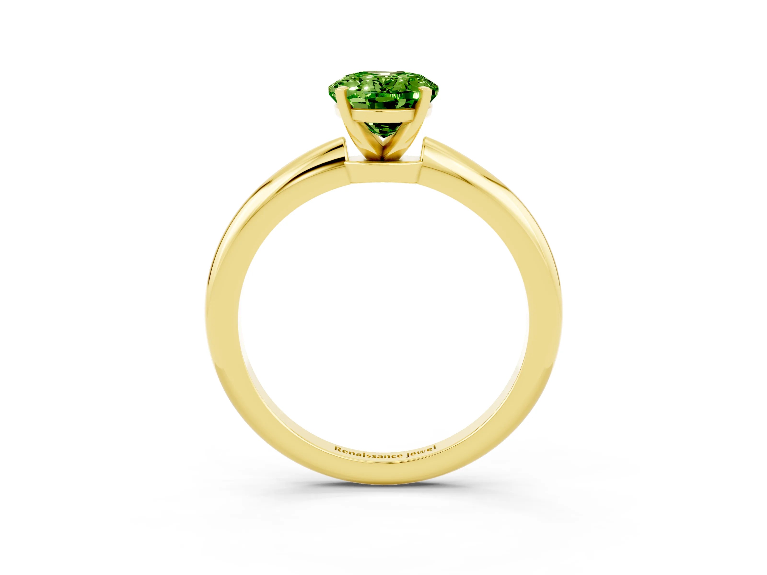 Yellow gold Oval Cut Peridot Solitaire Ring with Six-Prong Setting and Classic Band_3