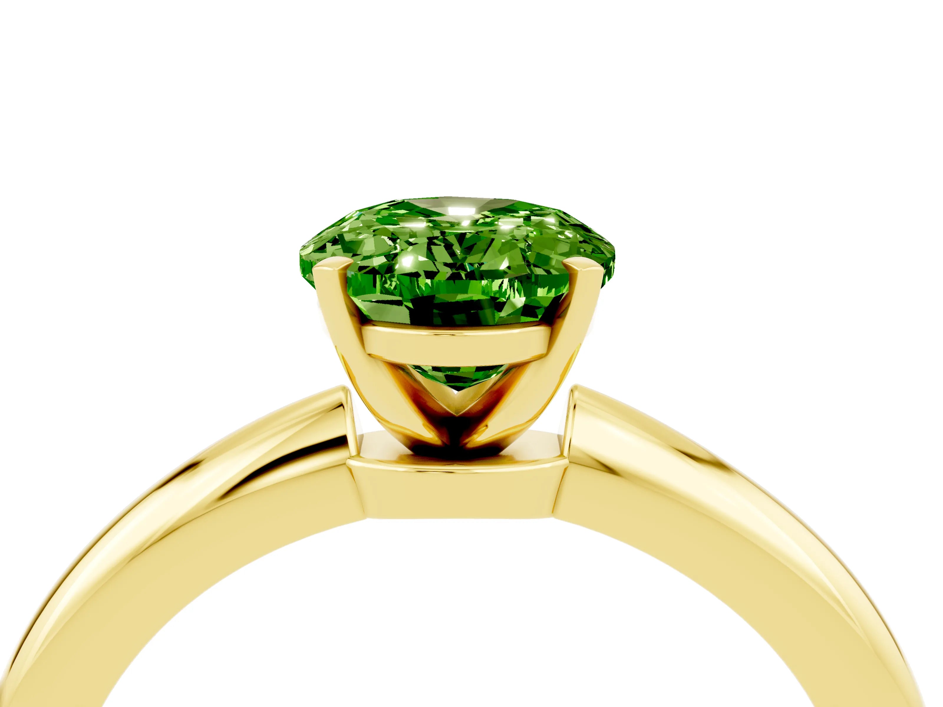 Yellow gold Oval Cut Peridot Solitaire Ring with Six-Prong Setting and Classic Band_4