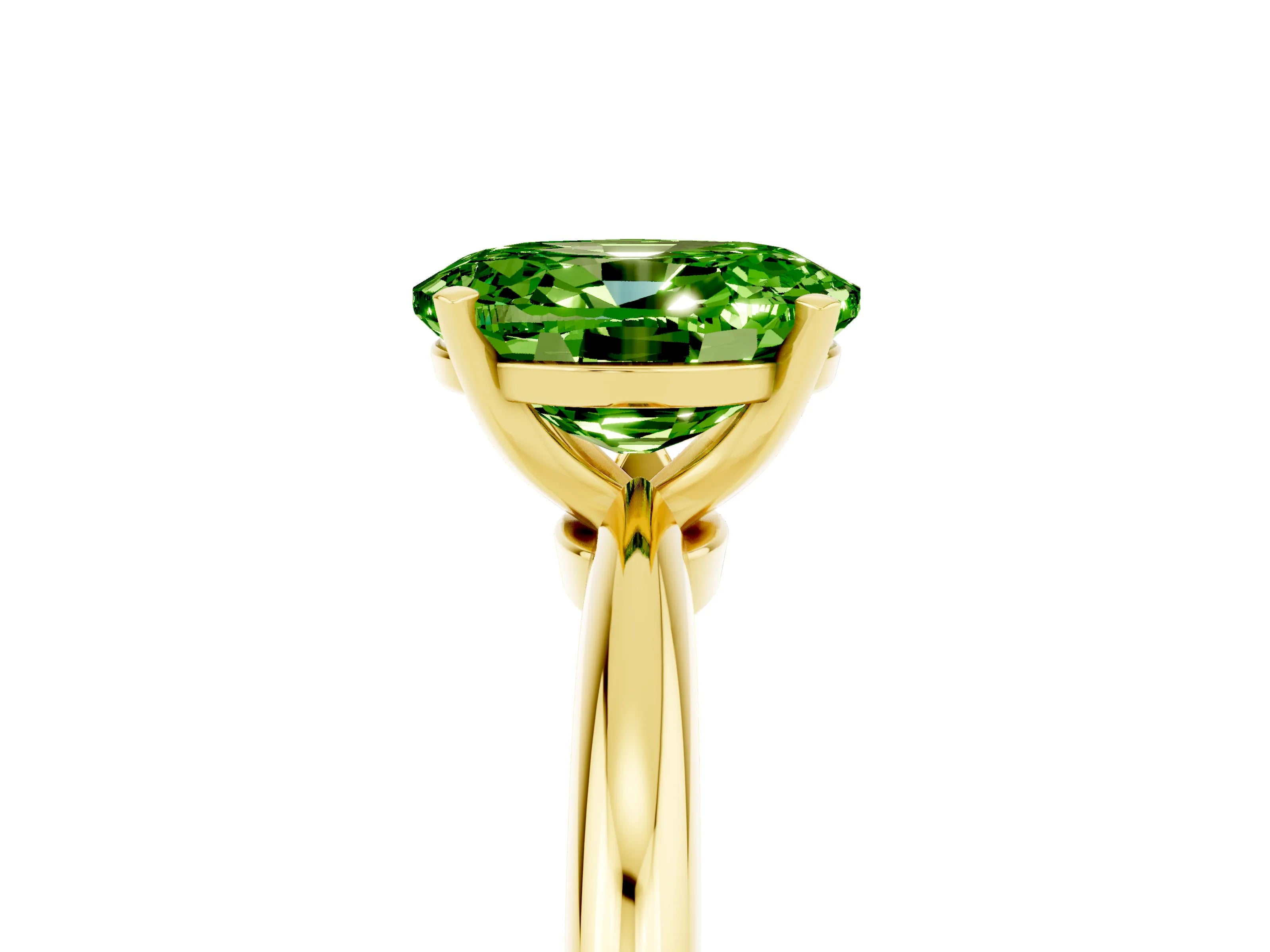 Yellow gold Oval Cut Peridot Solitaire Ring with Six-Prong Setting and Classic Band_5