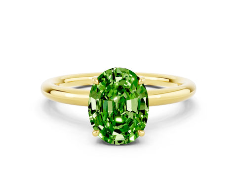 Yellow gold Oval Cut Peridot Solitaire Ring with Thin Band and Four-Prong Setting_12