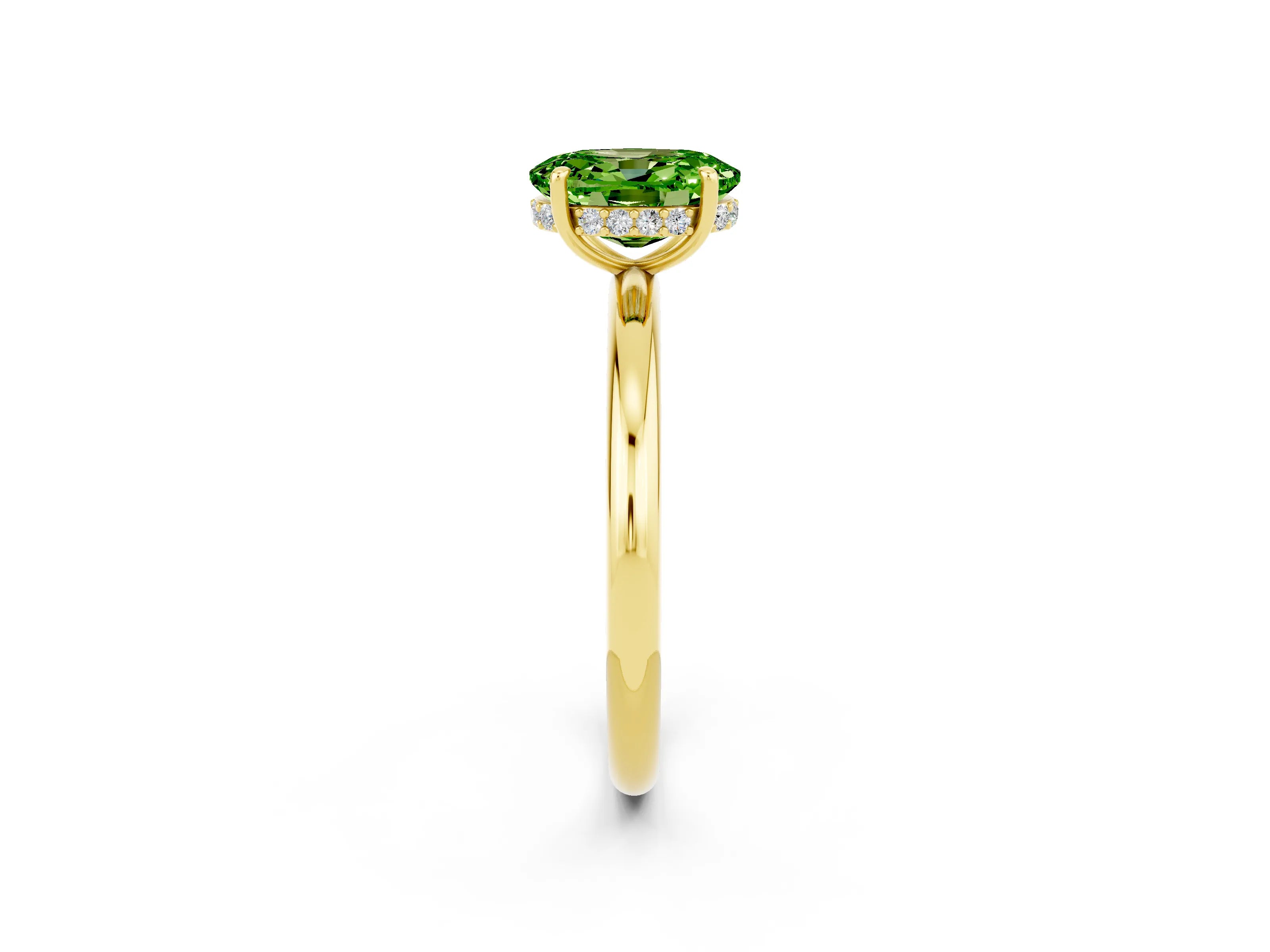 Yellow gold Oval Cut Peridot Solitaire Ring with Thin Band and Four-Prong Setting_14
