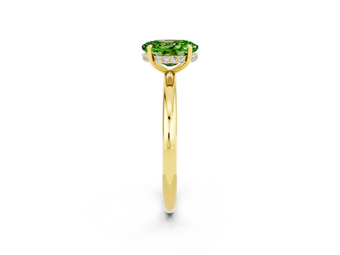 Yellow gold Oval Cut Peridot Solitaire Ring with Thin Band and Four-Prong Setting_14