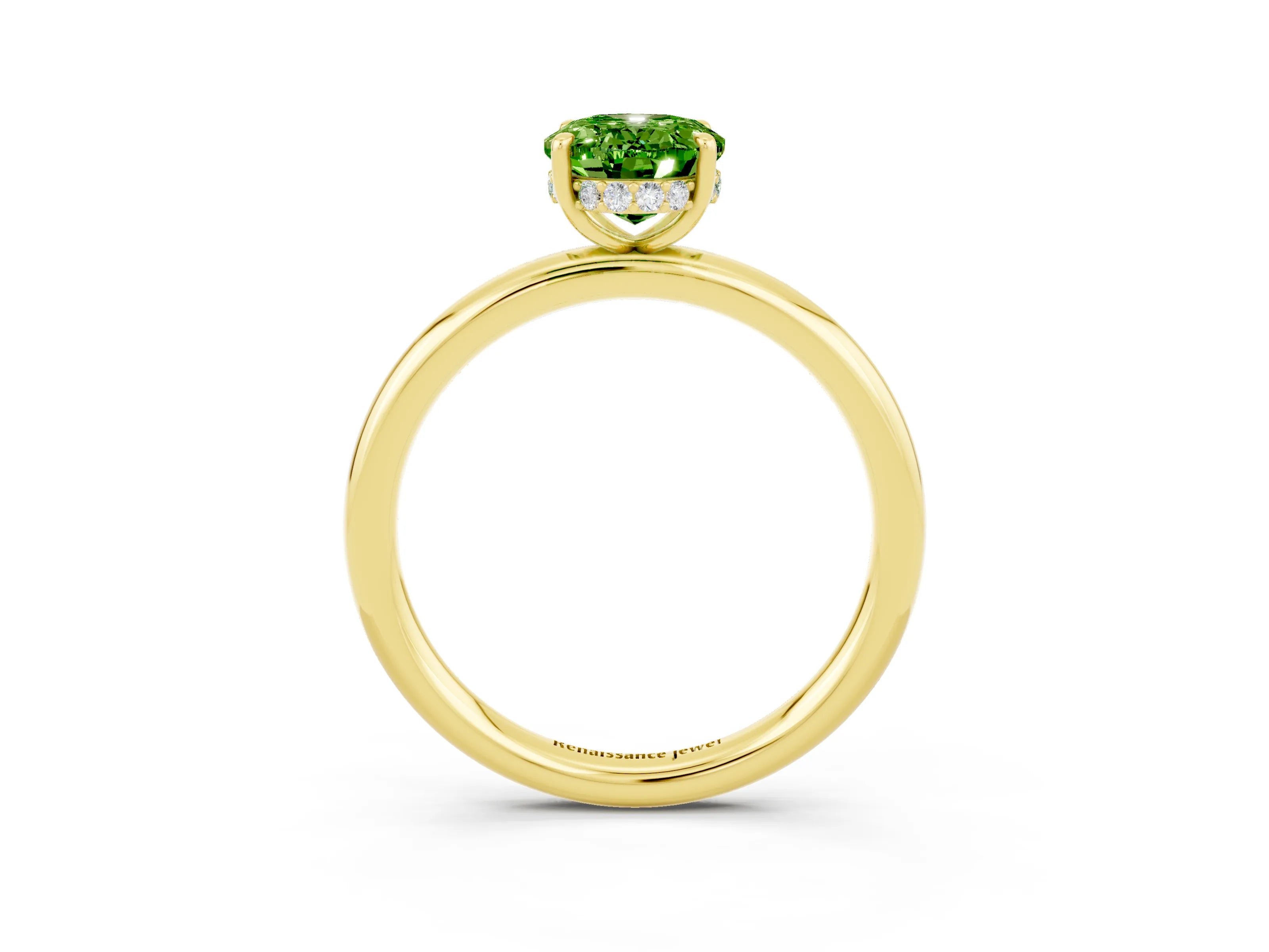 Yellow gold Oval Cut Peridot Solitaire Ring with Thin Band and Four-Prong Setting_15