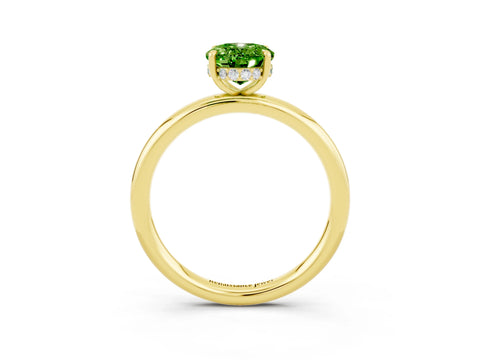 Yellow gold Oval Cut Peridot Solitaire Ring with Thin Band and Four-Prong Setting_15